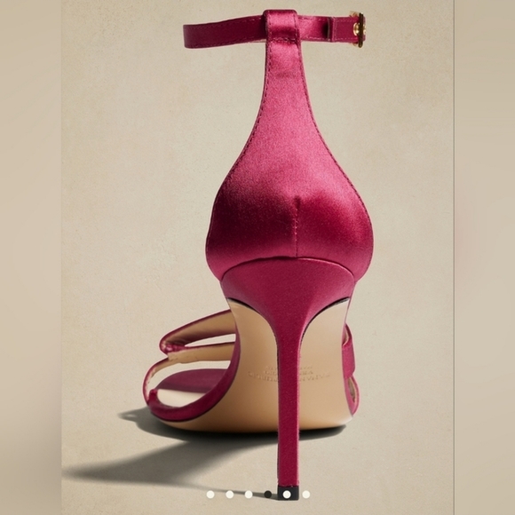 Hot Pink High Heeled Satin Sandals - Picture 3 of 6